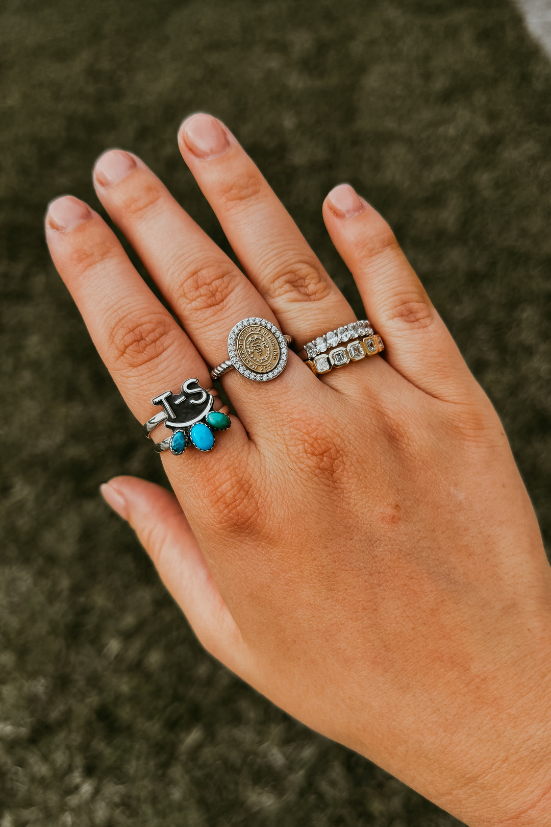Custom Triple Oval Stone Brand Ring