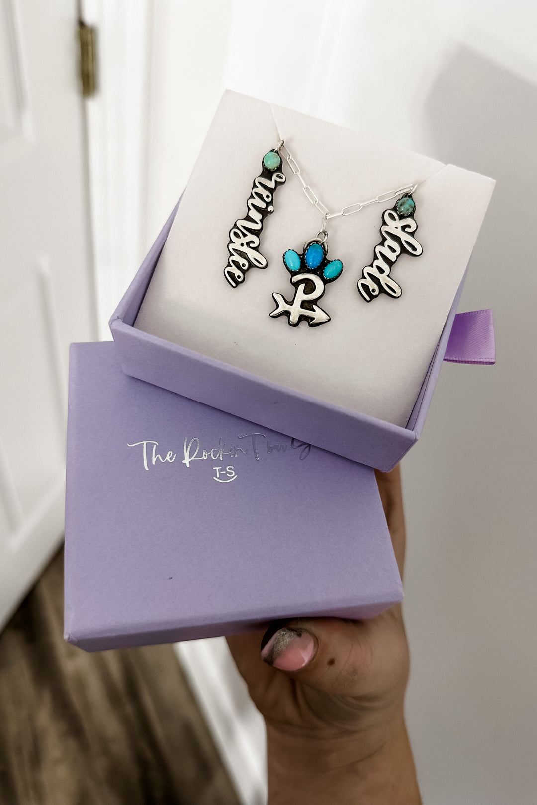 Custom Triple Stone Brand Necklace